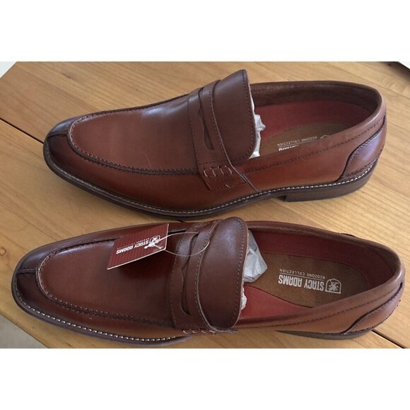 Mens  Stacy Adams Marlowe Algonquin Moc Toe Penny Slip On Cognac Leather 25550 main image 2